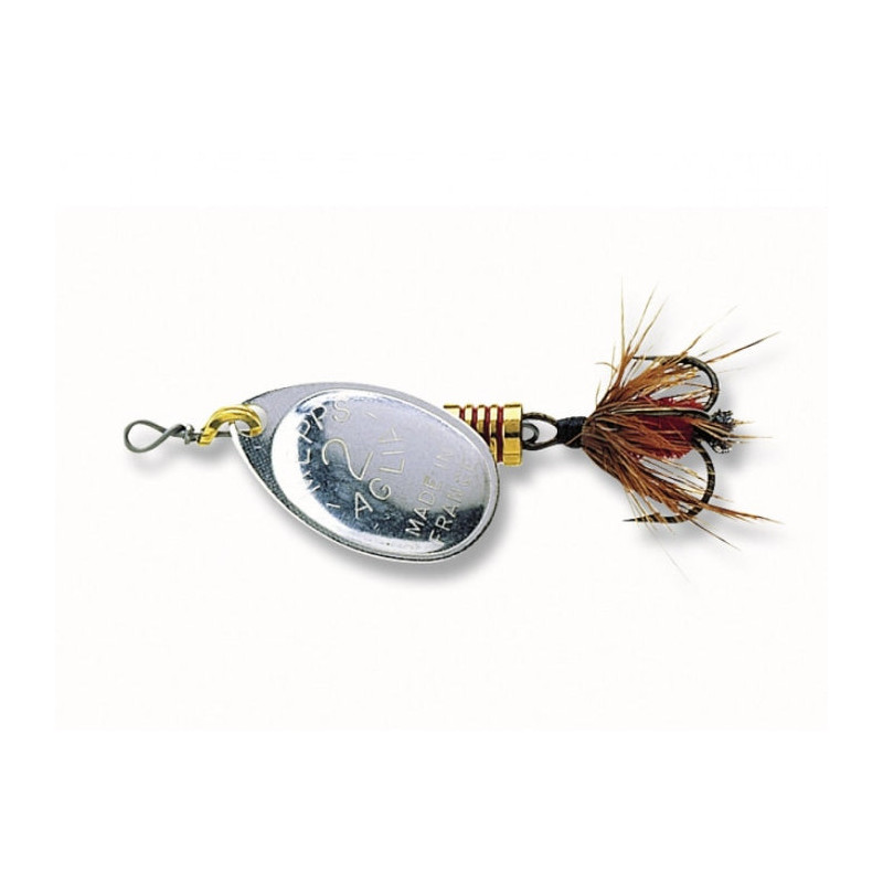 Leurre cuillère tournante Mepps Aglia Argent - Mouche rouge