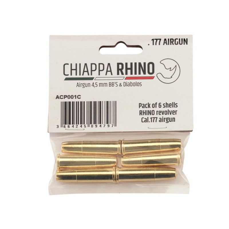 Pack de 6 douille BO Manufacture bb's / plombs plats pour Rhino Co2 - Cal. 4.5