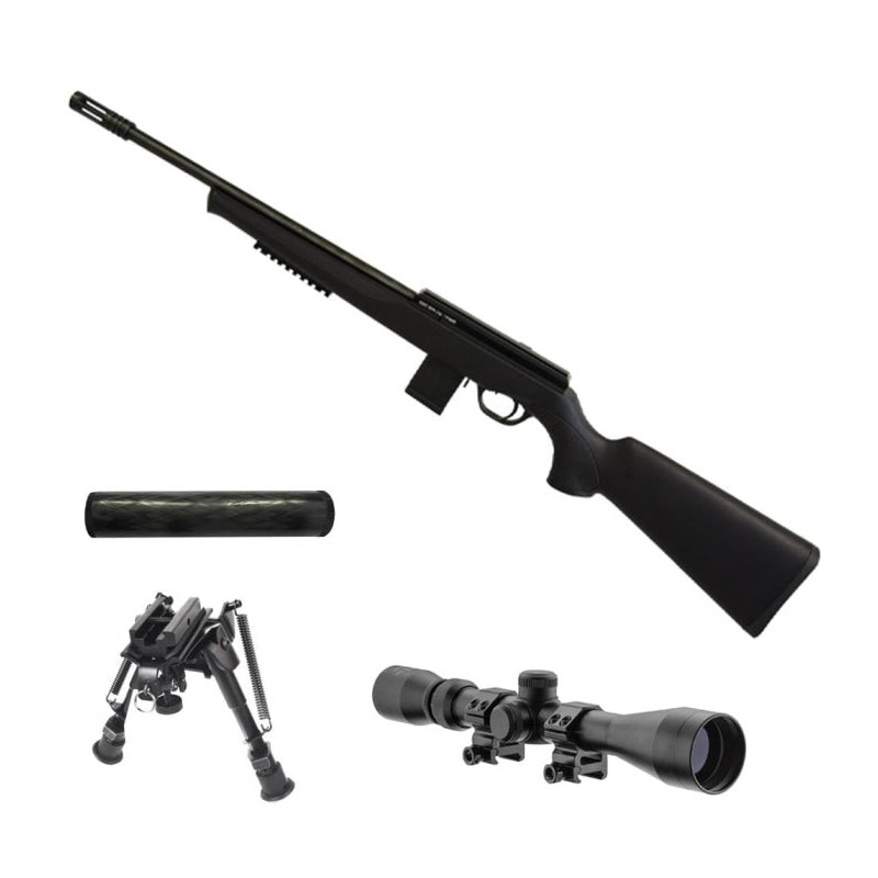 Pack Carabine ISSC SPA 22 Tactical Bipied double attache Lunette 3-9x40 Silencieux - Cal.22LR
