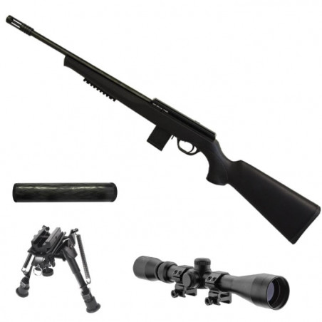 Pack Carabine ISSC SPA 22 Tactical Bipied double attache Lunette 3-9x40 Silencieux - Cal.22LR