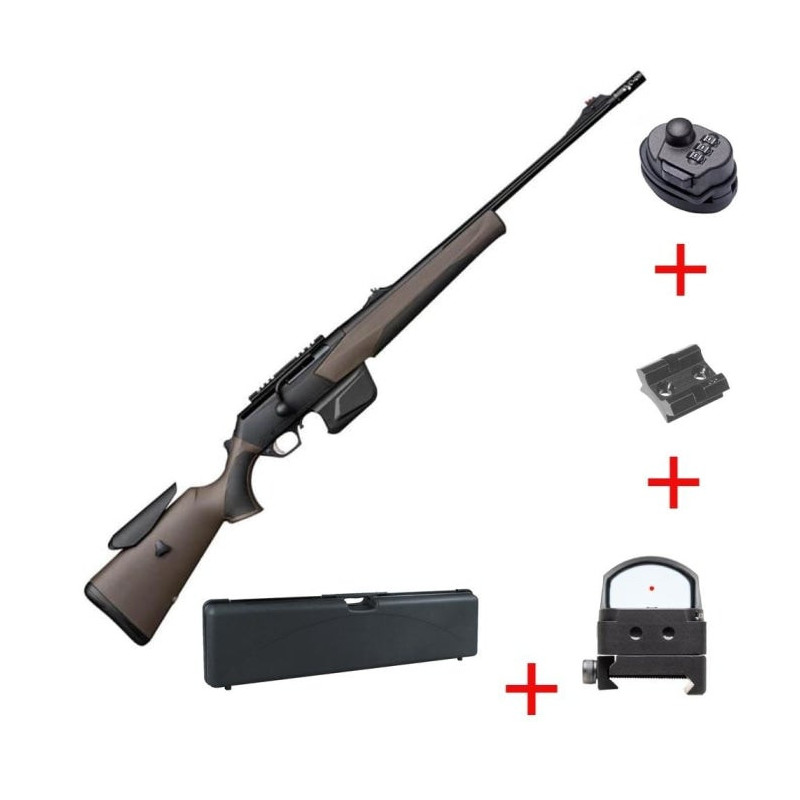 Pack Carabine de chasse à culasse linéaire Browning Maral Sf Composite Brown Adj Fluté et Fileté