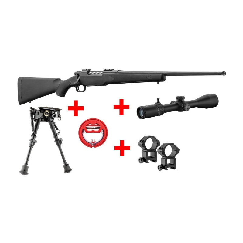 PACK TLD - Carabine Mossberg Patriot 308 Win Lunette 6-24X50 Bipied cordon de nettoyage