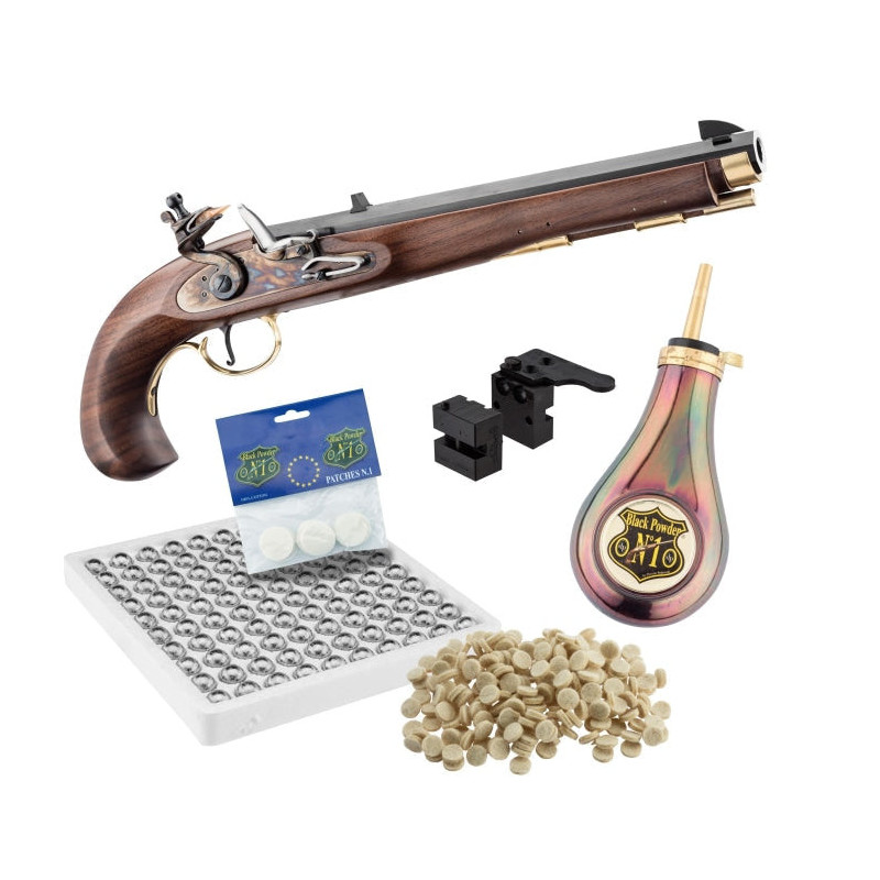Pack Davide Pedersoli Pistolet Kentucky à silex cal .45 Accessoires