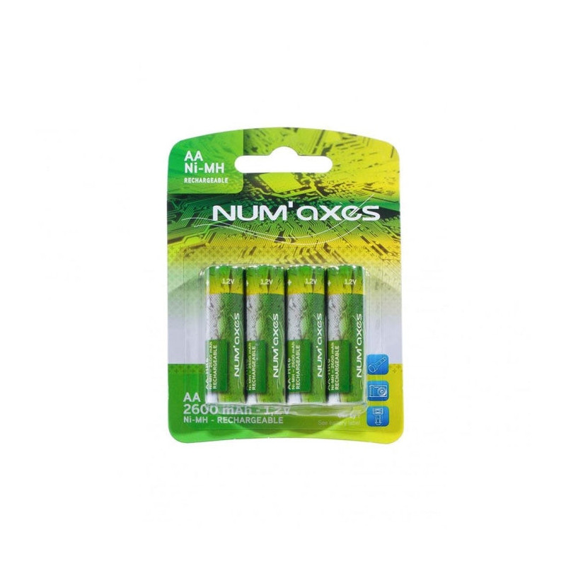 Piles rechargeables Num'Axes type AA / LR06 - 1,2 v