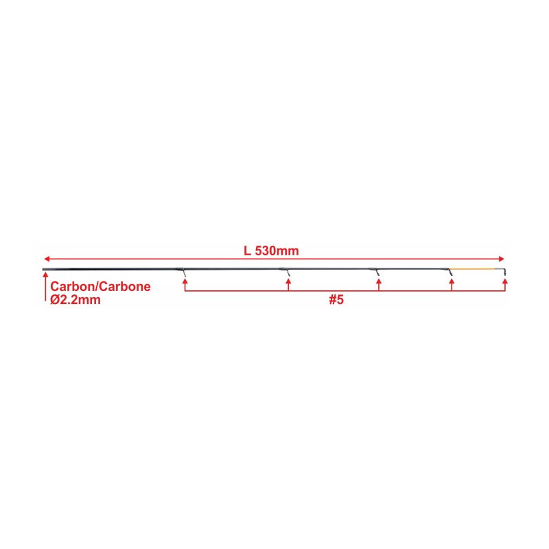 Scion plein carbone Garbolino - 2.2 mm - Anneaux 5