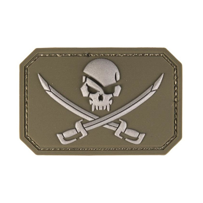 Patch PVC Tête de mort sabre 8 x 5.5cm
