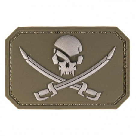 Patch PVC Tête de mort sabre 8 x 5.5cm