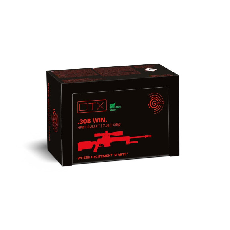 Balles Geco DTX sans plombs - Cal. 308 Win
