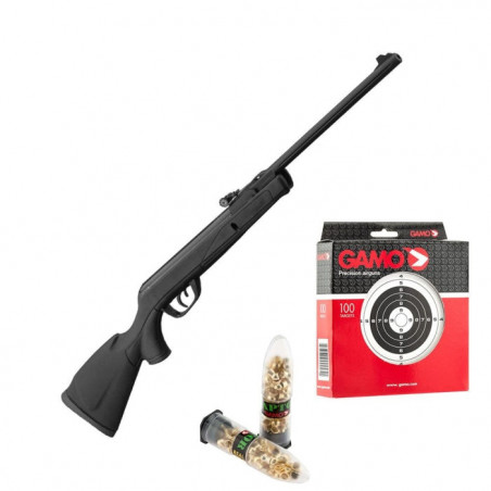 Pack Carabine à plomb Gamo Delta Black synthétique avec cibles et plombs - Cal. 4.5