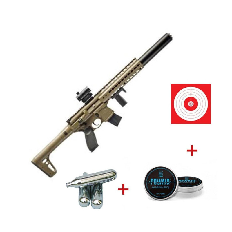 Pack Military carabine à plomb Sig Sauer Mcx Co2 accessoires - Cal. 4.5
