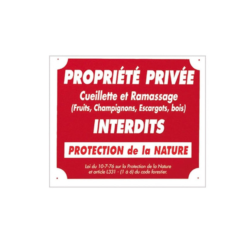 Panneaux Aluminium Europarm " Propriété privée cueillette .. " 30 x 25 cm