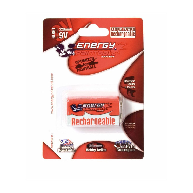 Accu rechargeable type 6LR61 9 volts - Energy Paintball