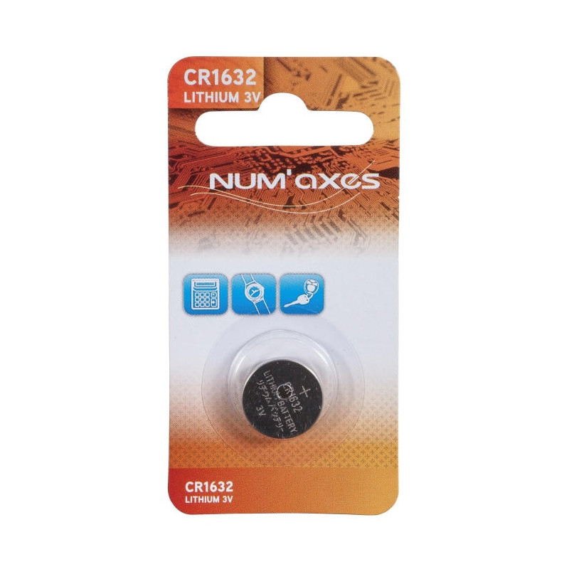 Blister 1 pile Num'Axes - CR1632 lithium 3 V (Equivalence : DL1632)
