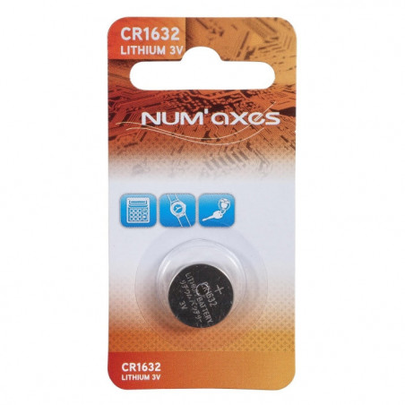 Blister 1 pile Num'Axes - CR1632 lithium 3 V (Equivalence : DL1632)