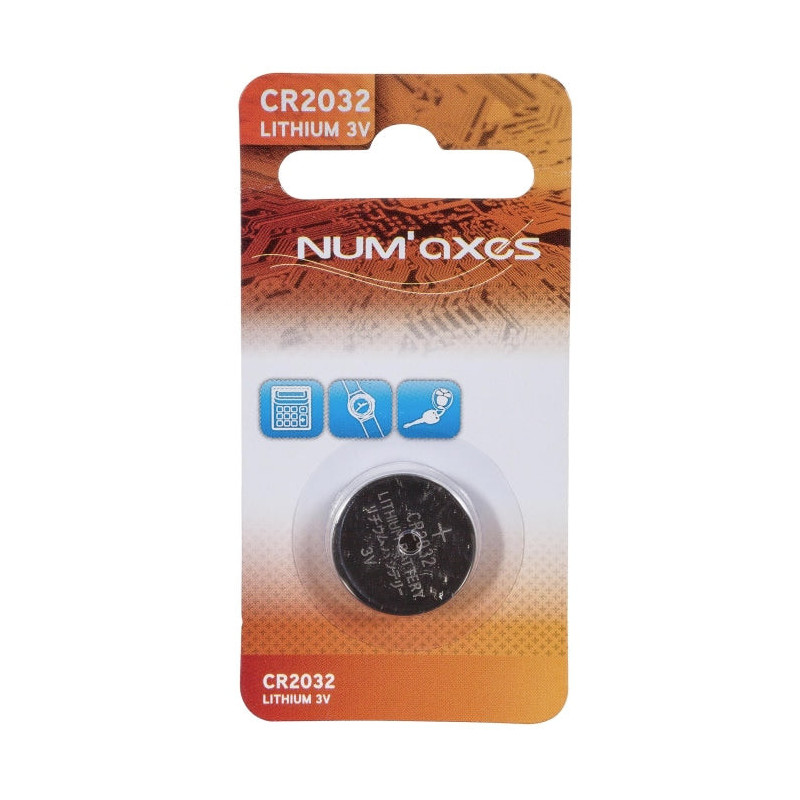 Blister 1 pile Num'Axes - CR2032 lithium 3 V (Equivalence : DL2032)