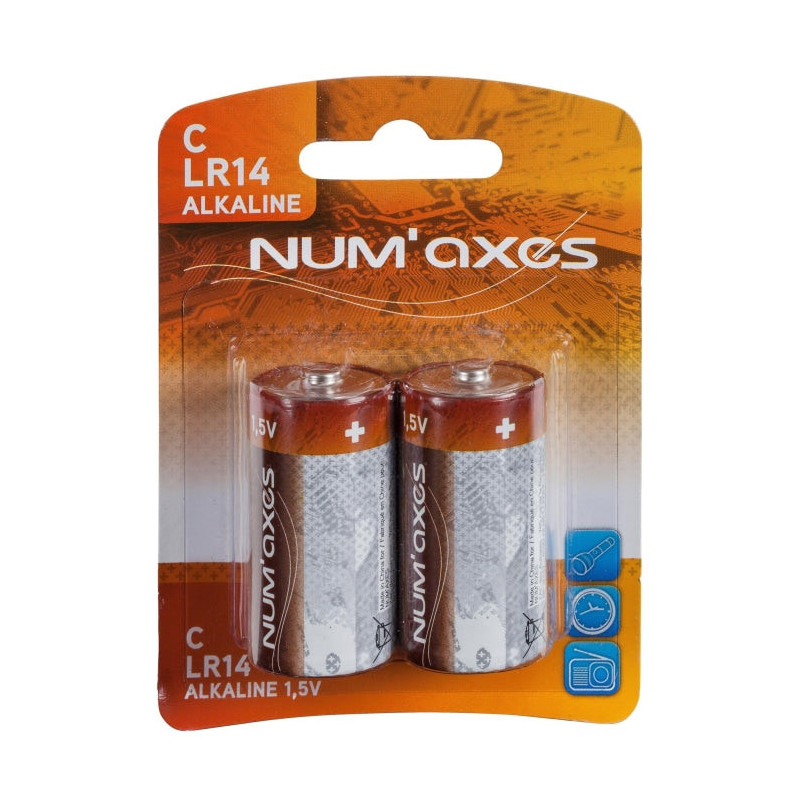 Blister 2 piles Num'Axes - C LR14 alcalines 1,5 V