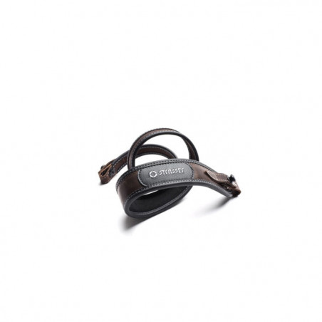 Bretelle écharpe Strasser en cuir avec logo brodé main