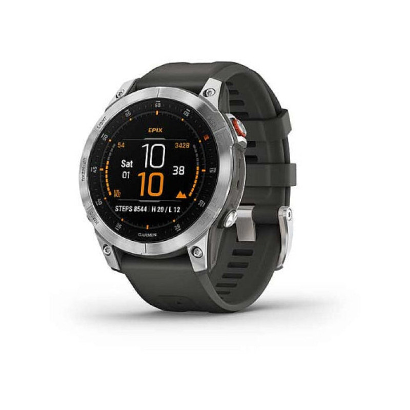 Montre GPS Garmin Epix acier silver bracelet gris