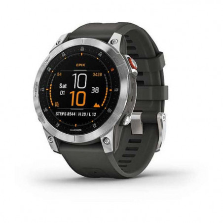 Montre GPS Garmin Epix acier silver bracelet gris