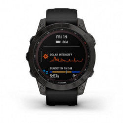 Montre GPS Garmin Fenix 7 Sapphire Solar titane noir - bracelet noir