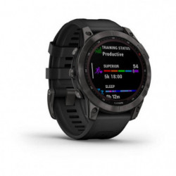 Montre GPS Garmin Fenix 7 Sapphire Solar titane noir - bracelet noir