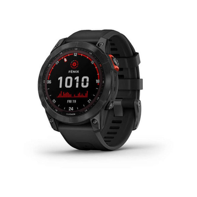 Montre GPS Garmin Fenix 7X Sapphire solar titane carbon gray DLC - Bracelet noir