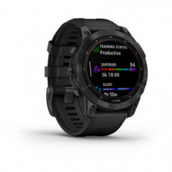 Montre GPS Garmin Fenix 7X Sapphire solar titane carbon gray DLC - Bracelet noir