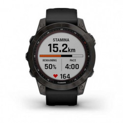 Montre GPS Garmin Fenix 7X Sapphire Solar Titane Carbon Gray DLC - Bracelet noir