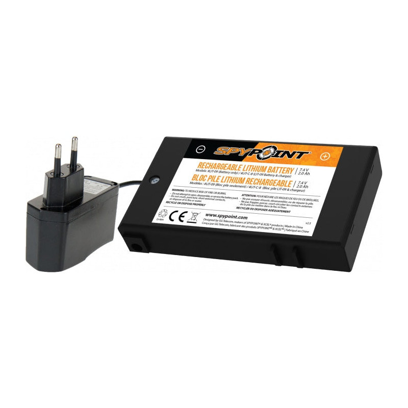 Bloc de Pile Rechargeable SpyPoint au Lithium et Chargeur