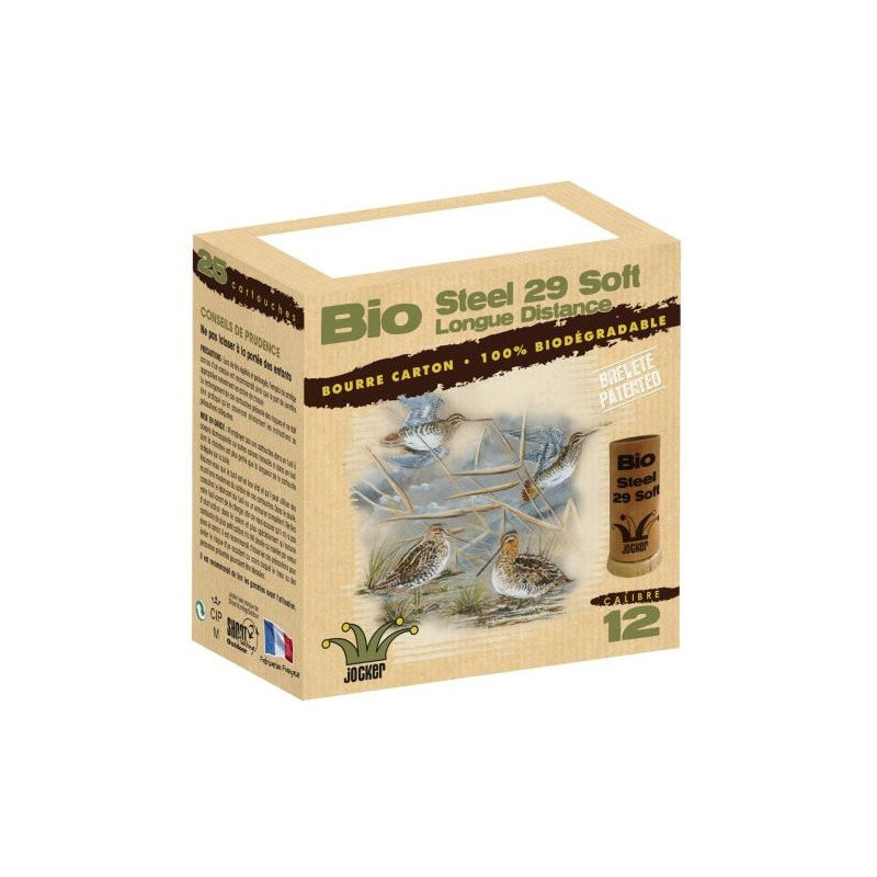 Boite de 25 Cartouches Jocker Bio Steel 29 Soft Trio Cal. 12/70/12
