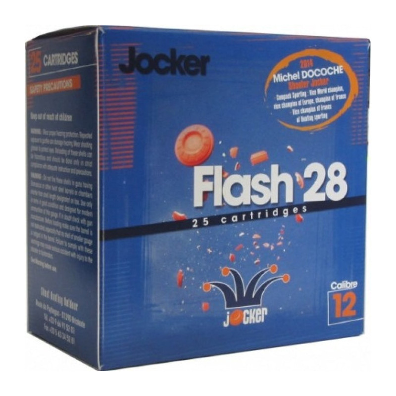 Boite de 25 Cartouches Jocker Flash 28 Cal. 12/70/12 Bleu