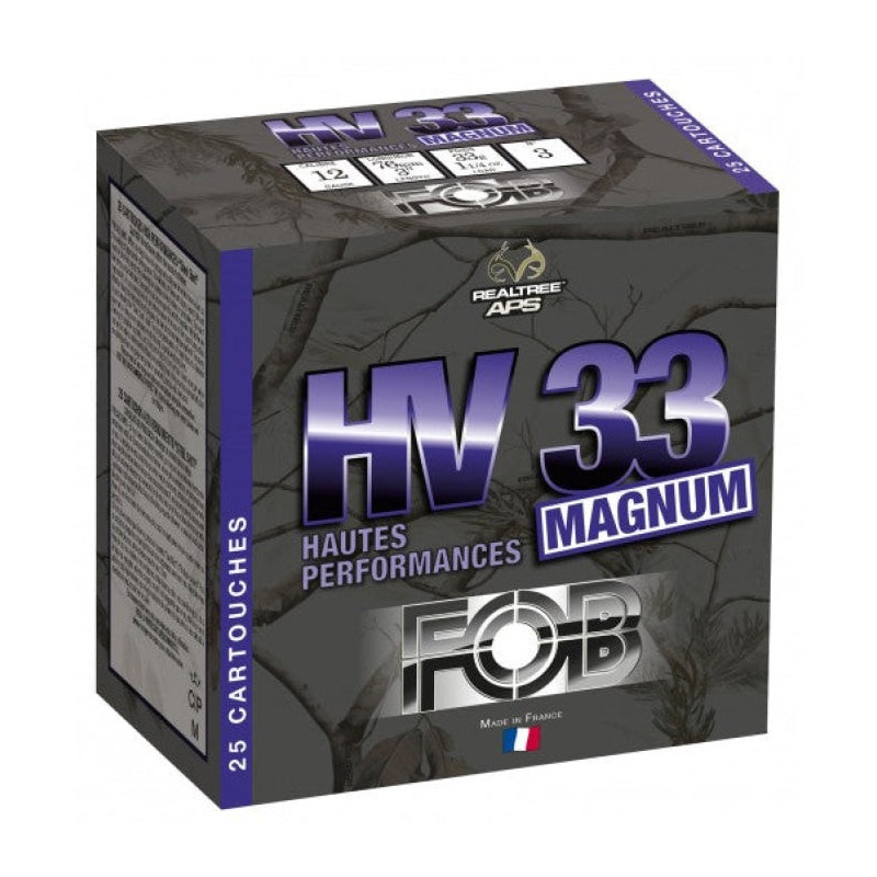 Cartouches de billes d'acier FOB HV 33 Magnum - Cal.12/76 - Par 25