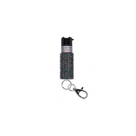 Pepper Spray à strass Sabre Red avec porte-clés détache rapide