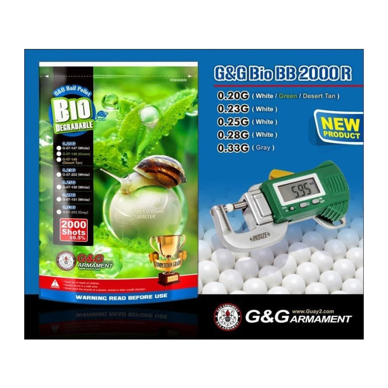 Billes Bio G&G Armament Blanches X2000 - 0.25G