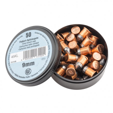 Boîte de 50 cartouches RWS 9 mm Flobert à balle