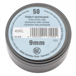 Boîte de 50 cartouches RWS 9 mm Flobert à balle