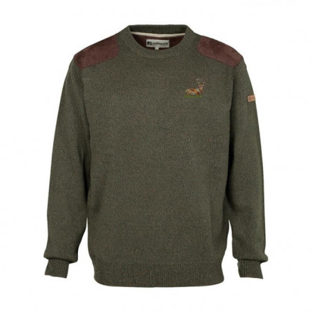 Pull brodé chasse Percussion Col rond