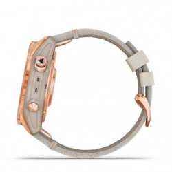 Montre GPS Garmin Fenix 7 Sapphire Solar titane rose gold - bracelet beige