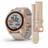Montre GPS Garmin Fenix 7 Sapphire Solar titane rose gold - bracelet beige