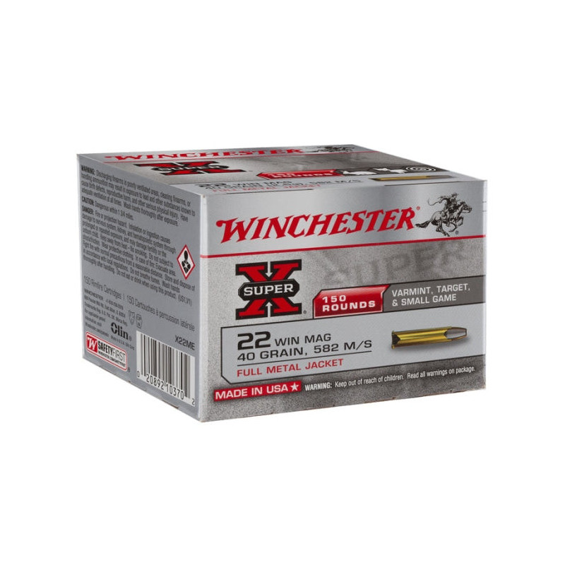 Balles Winchester Ful métal jacket Super-X - Cal.22 WM - Par 150