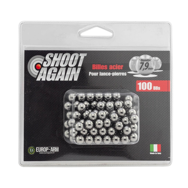 Billes acier pour lance-pierre Shoot Again - 7.9mm