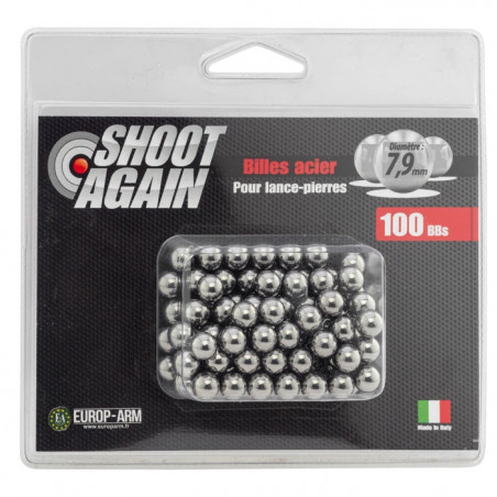 Billes acier pour lance-pierre Shoot Again - 7.9mm