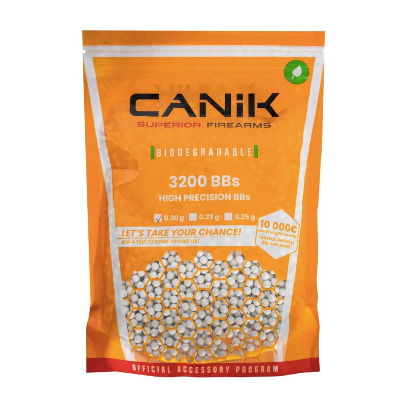 Billes d'airsoft Canik BIO - Blanc - Sachet 3200 billes