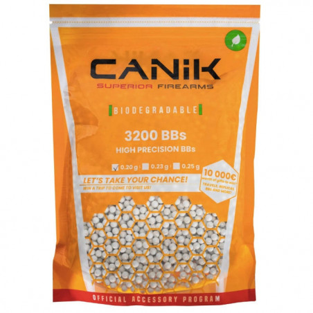 Billes d'airsoft Canik BIO - Blanc - Sachet 3200 billes