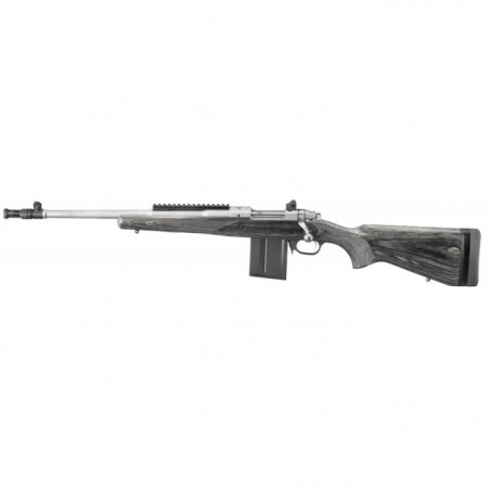 Carabine à verrou Ruger KM77-LG Inox avec cache flamme Gaucher - Cal. 308 Win