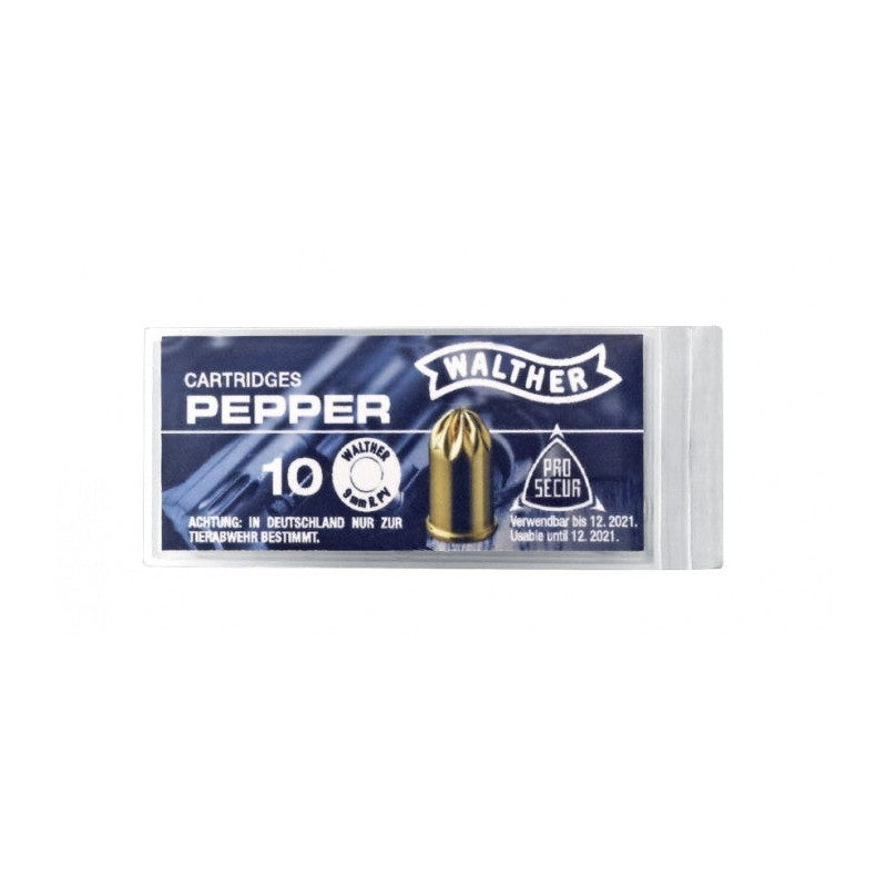 Cartouche Gaz poivre Walther - 9mm - Par 10
