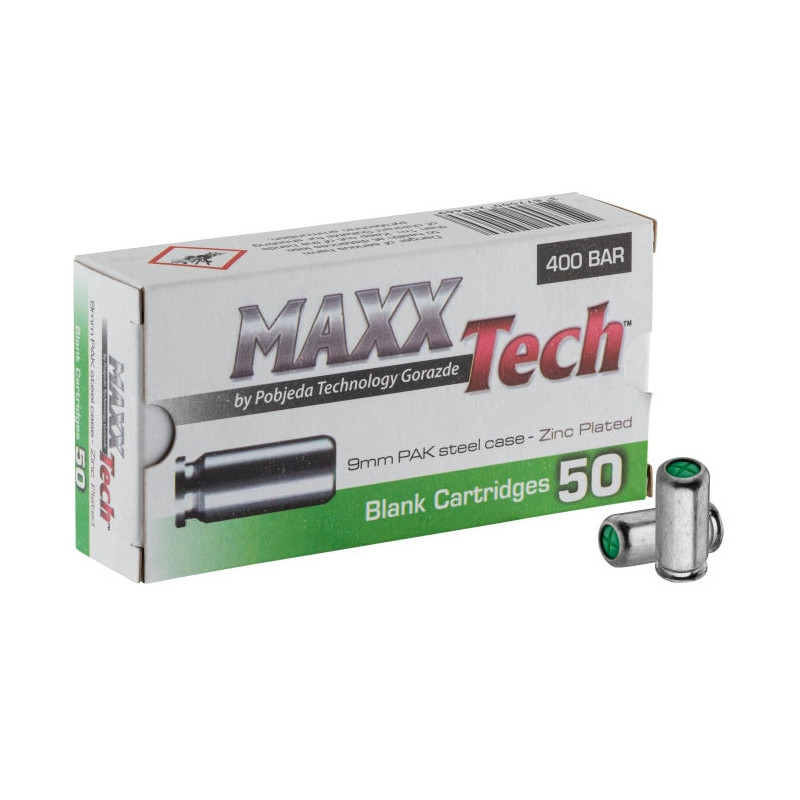 Cartouches à Blanc MaxxTech - Cal. 9 mm PAK
