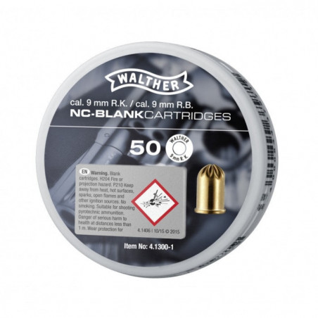 Cartouches à blanc Walther - 9mm rk - Par 50