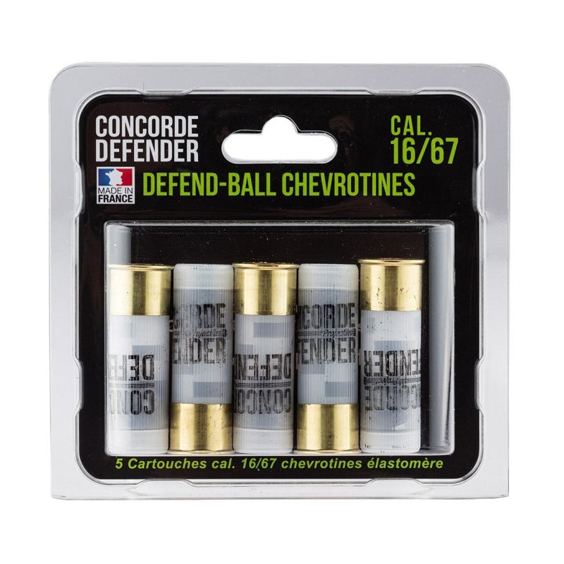 Cartouches Concorde Defender Defend-Ball chevrotines élastomère - Cal. 16/67