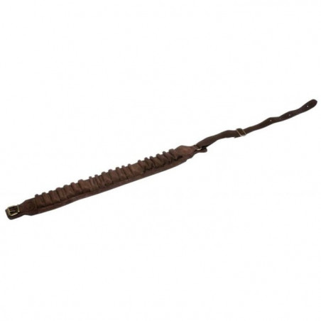 Cartouchière Januel Croute de velour doublé marron - 20 tubes